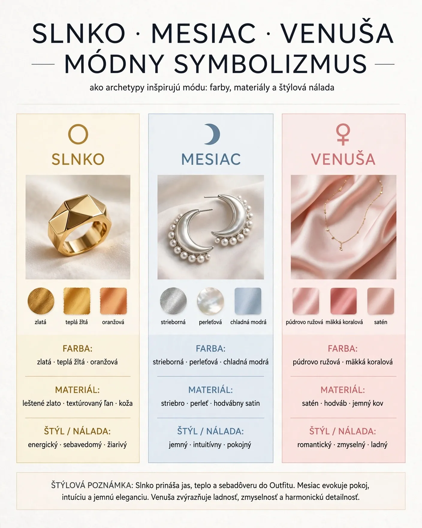 Sun Moon and Venus fashion symbolism infographic