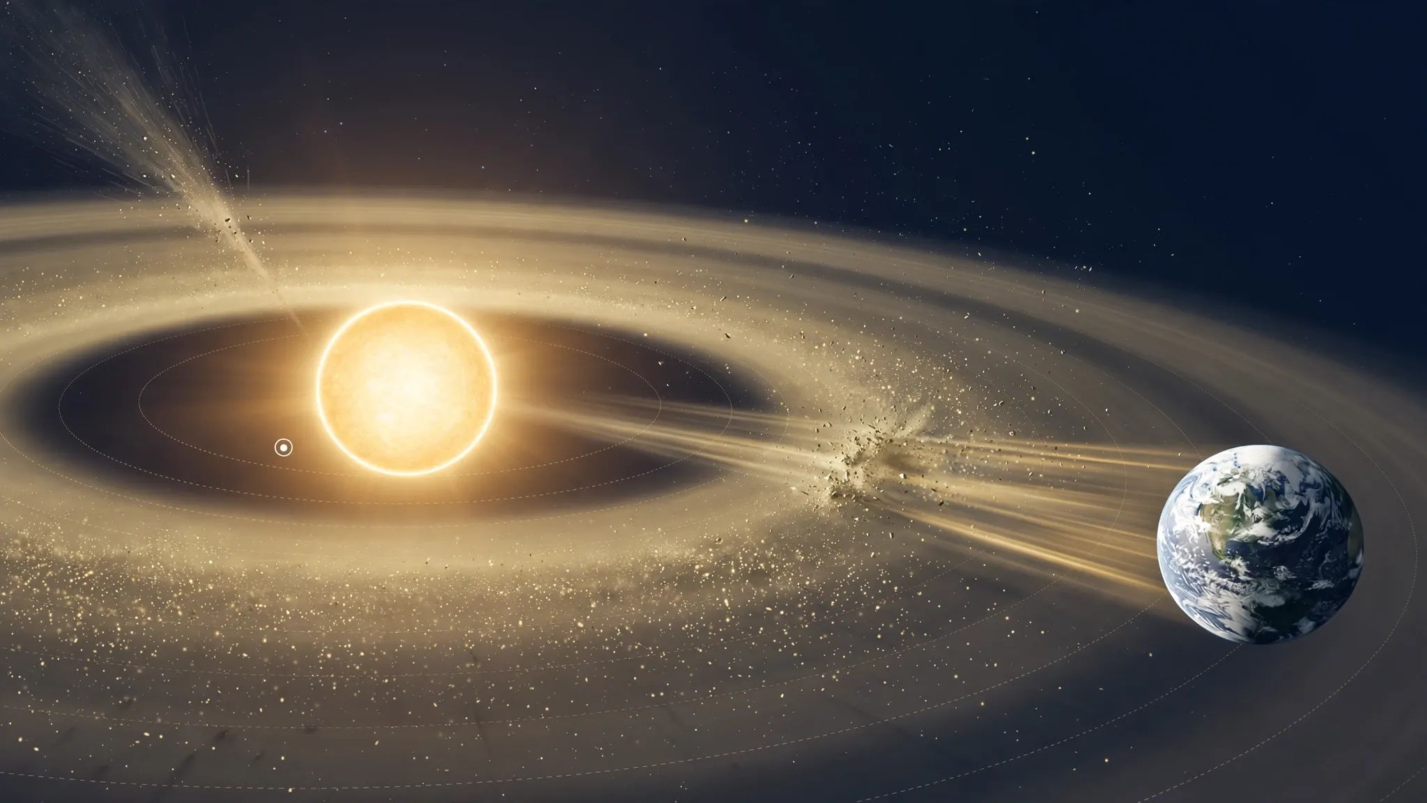 interplanetary dust reflecting sunlight along the ecliptic