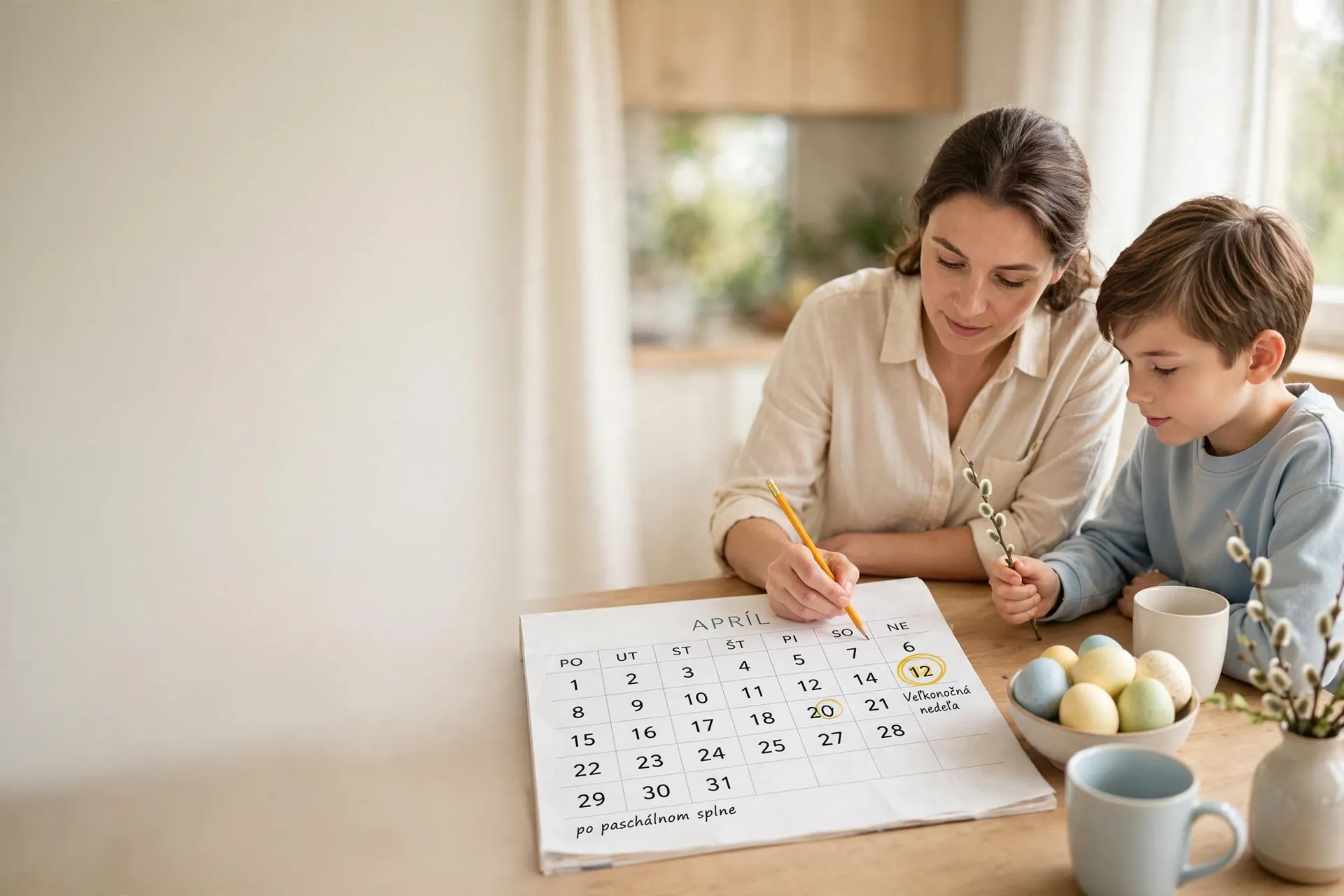 bright family calendar planning Easter Sunday