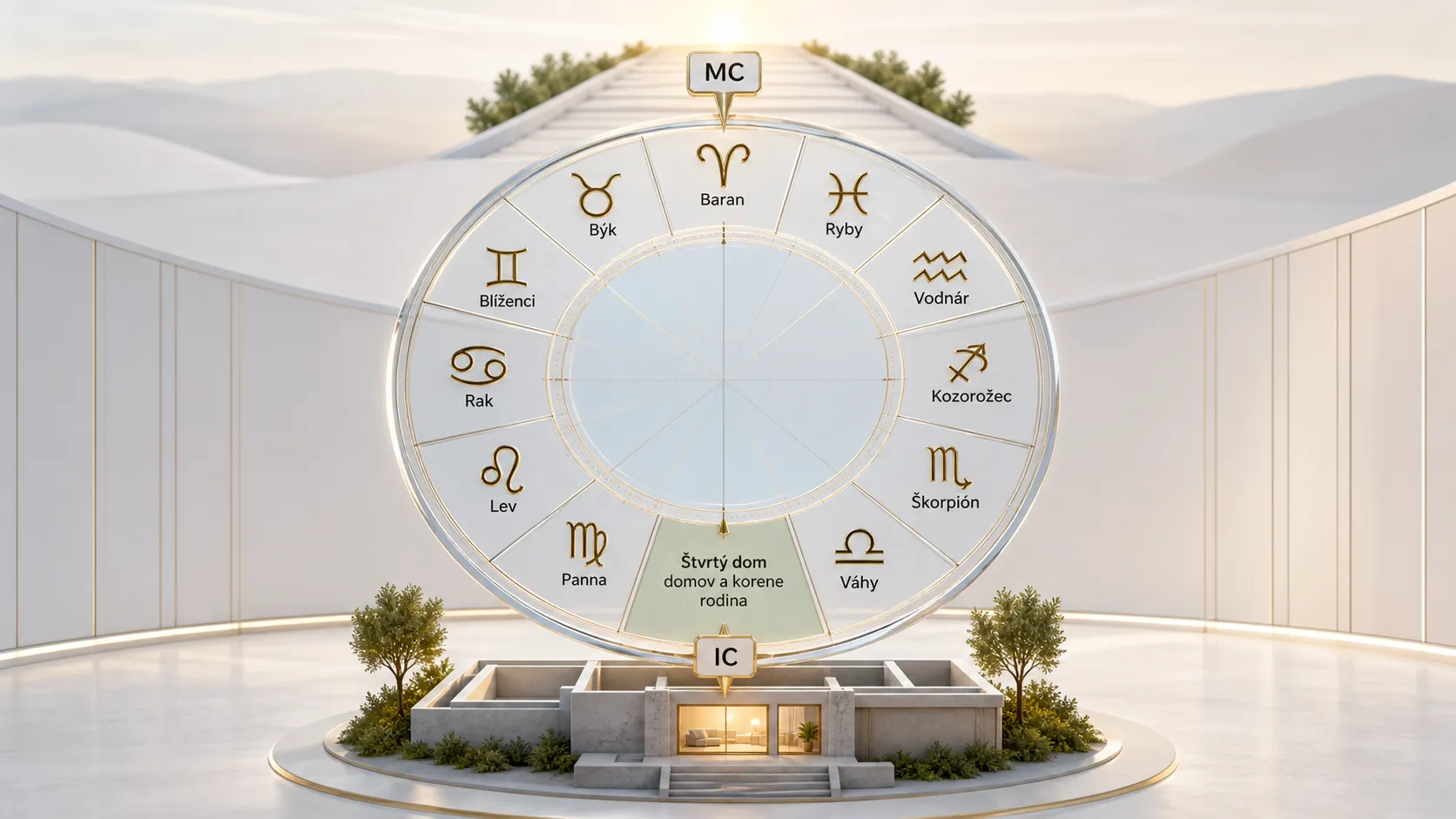 bright zodiac wheel showing family roots and personal direction