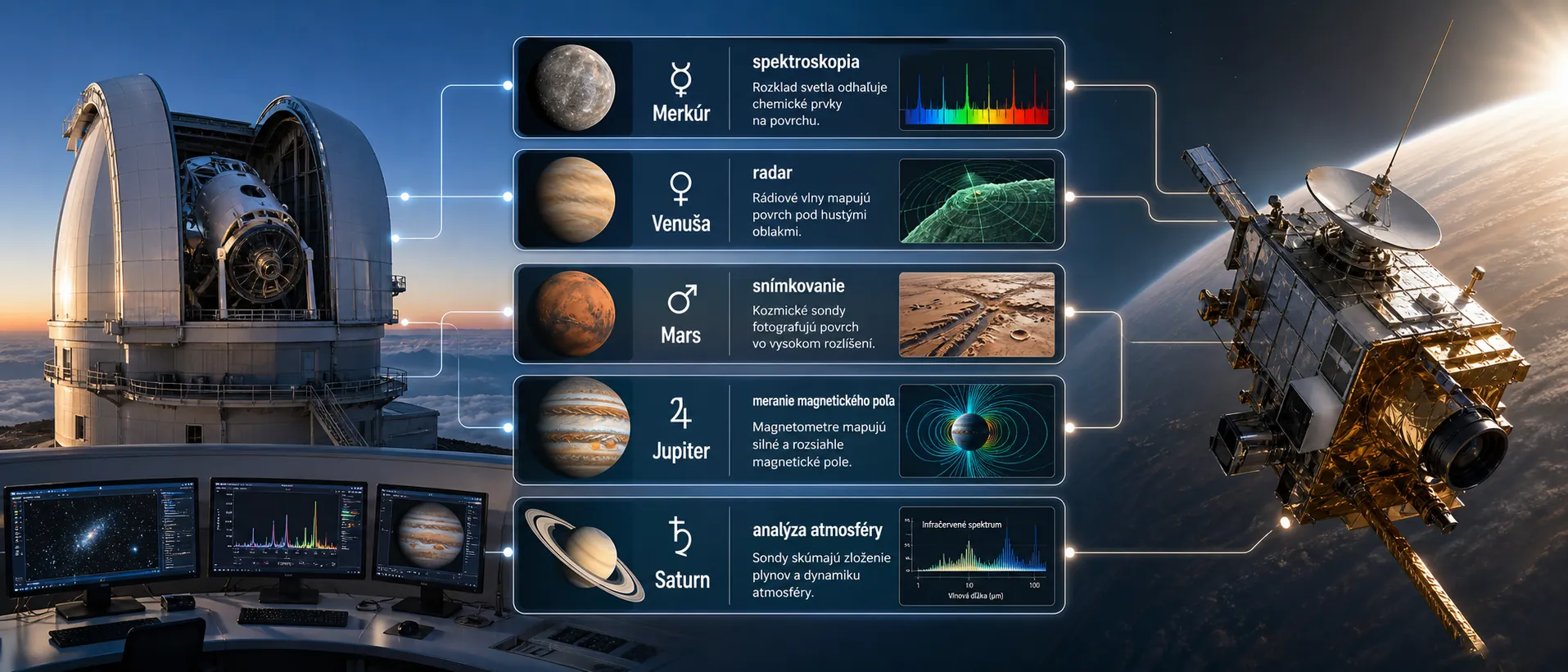 ground telescopes and spacecraft observing the planets