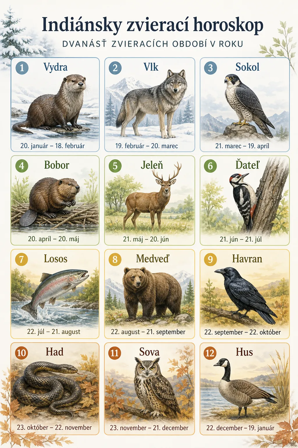 twelve animal horoscope periods across the year