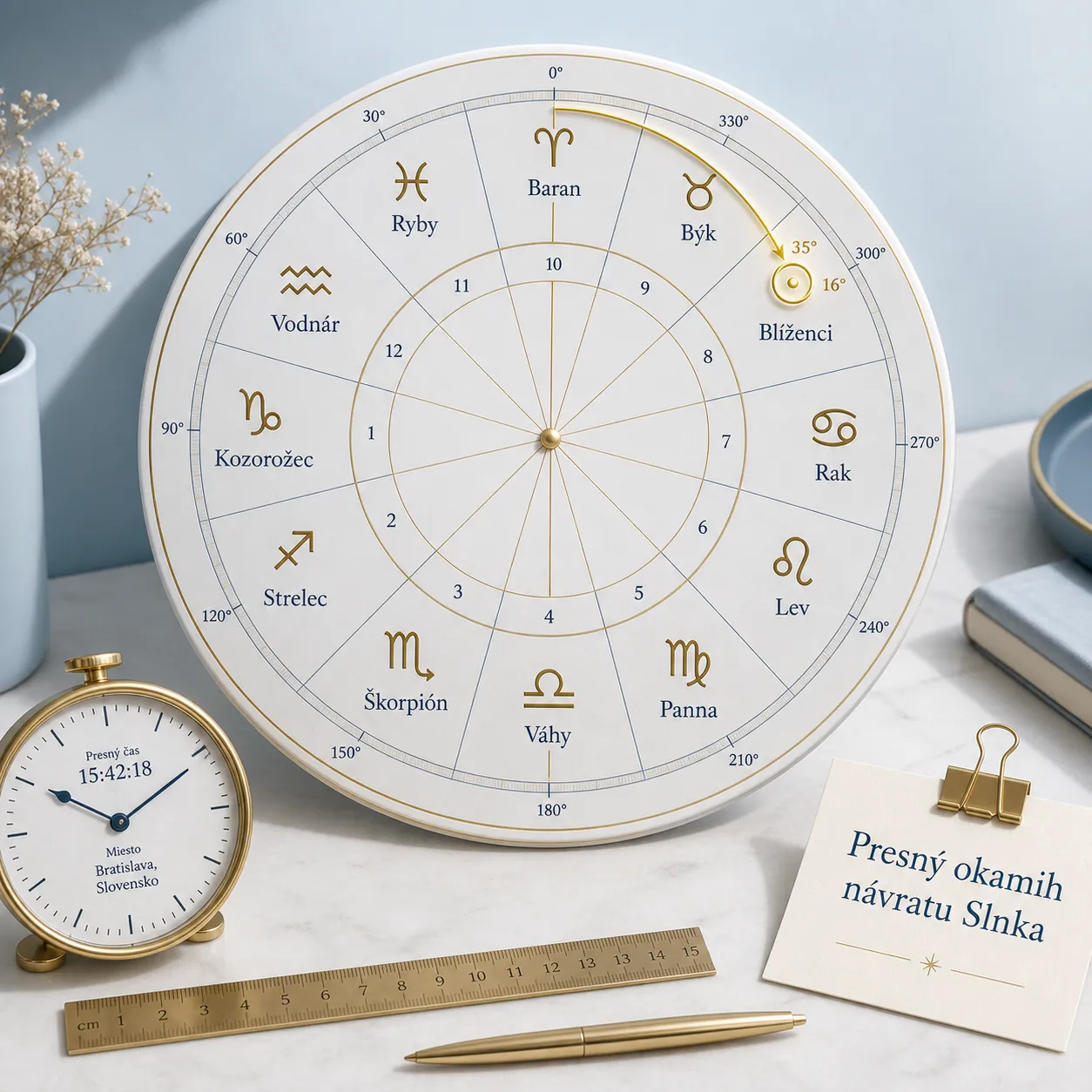 bright solar return chart on a desk