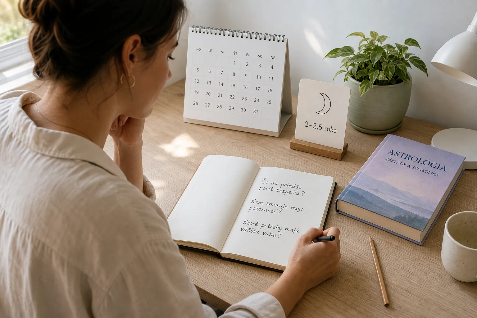 person journaling through a new progressed Moon life stage