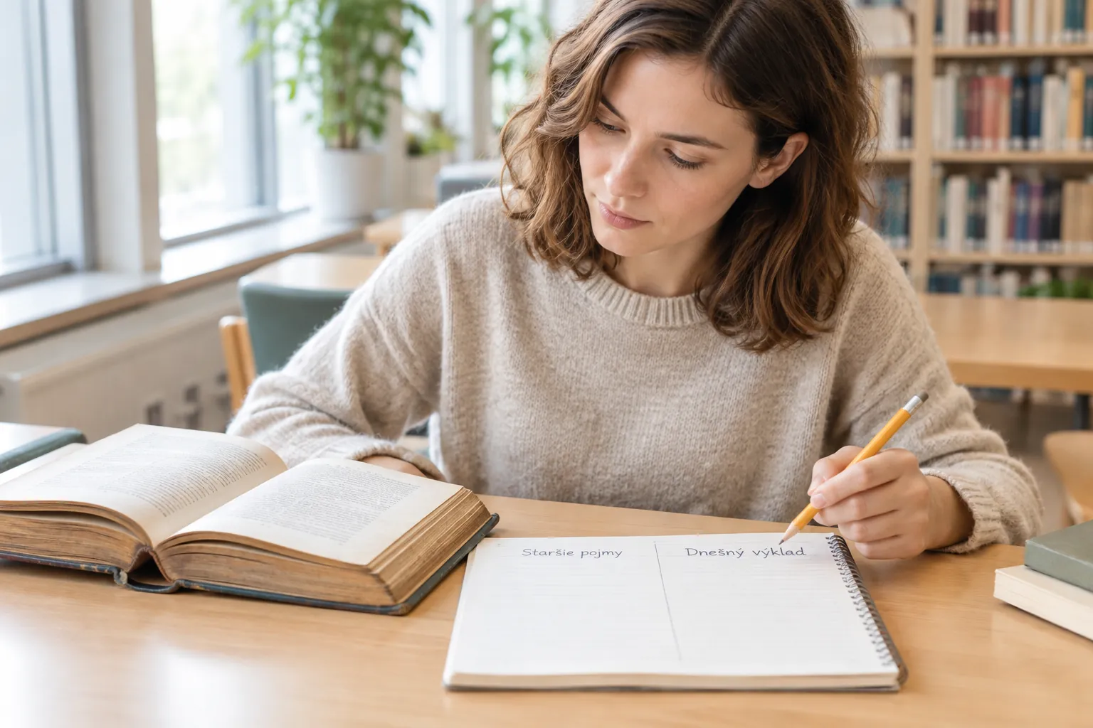 reader comparing an old astrology book with modern notes
