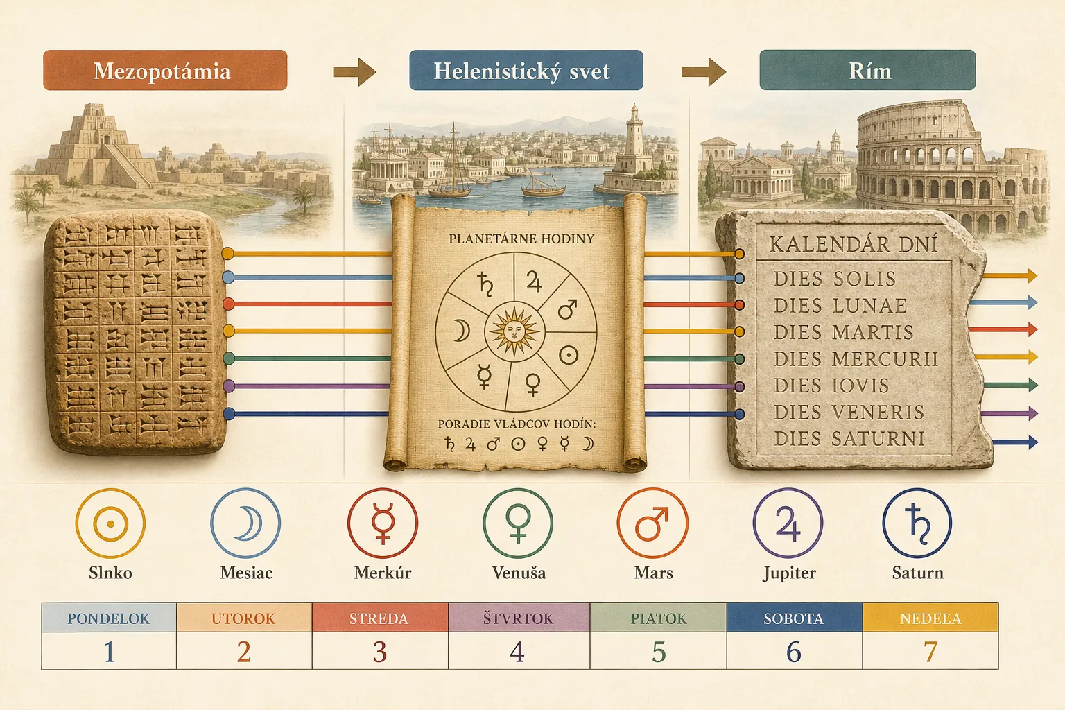 cultural journey of the planetary week from Mesopotamia through the Hellenistic world to Rome