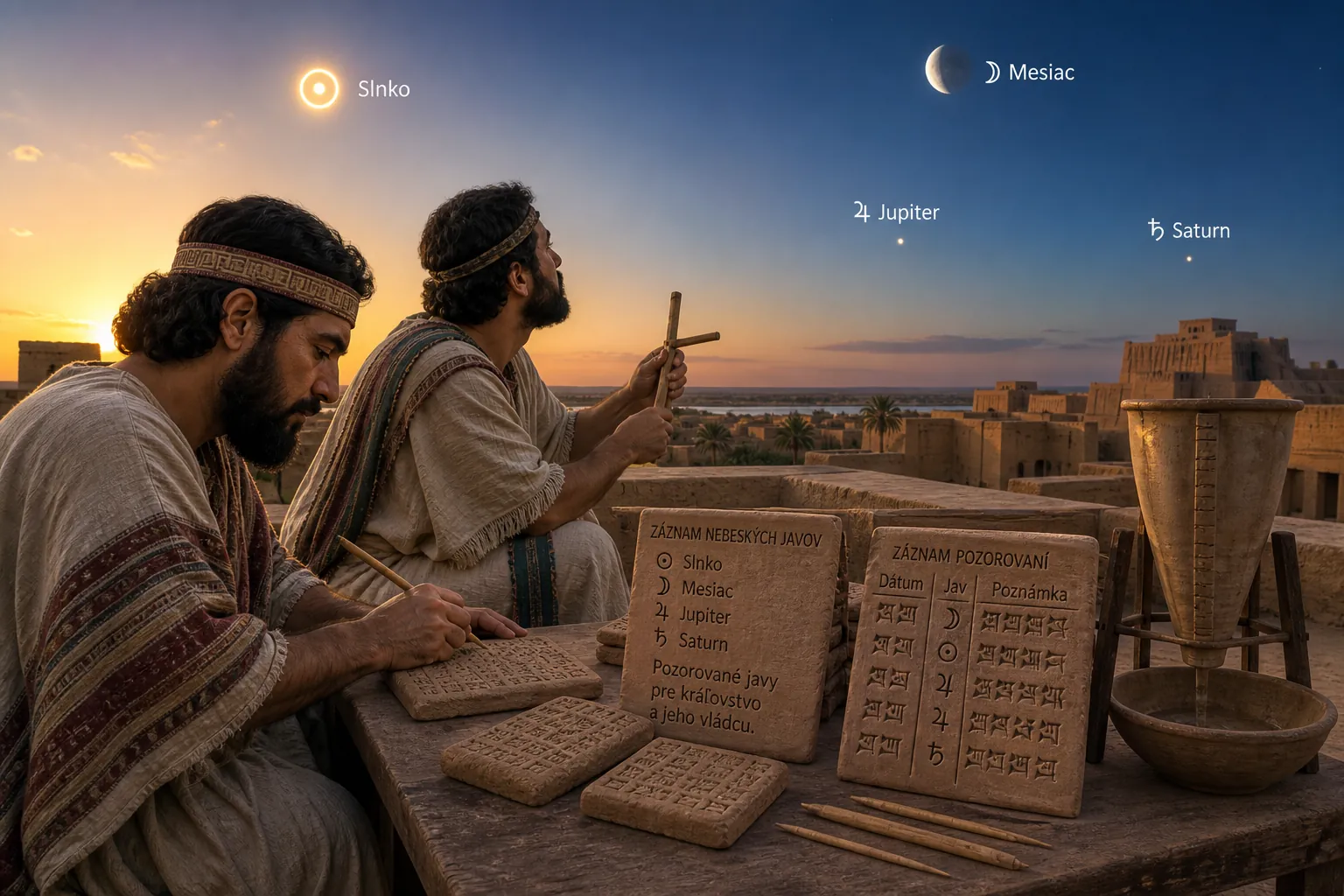 ancient astronomers recording celestial observations