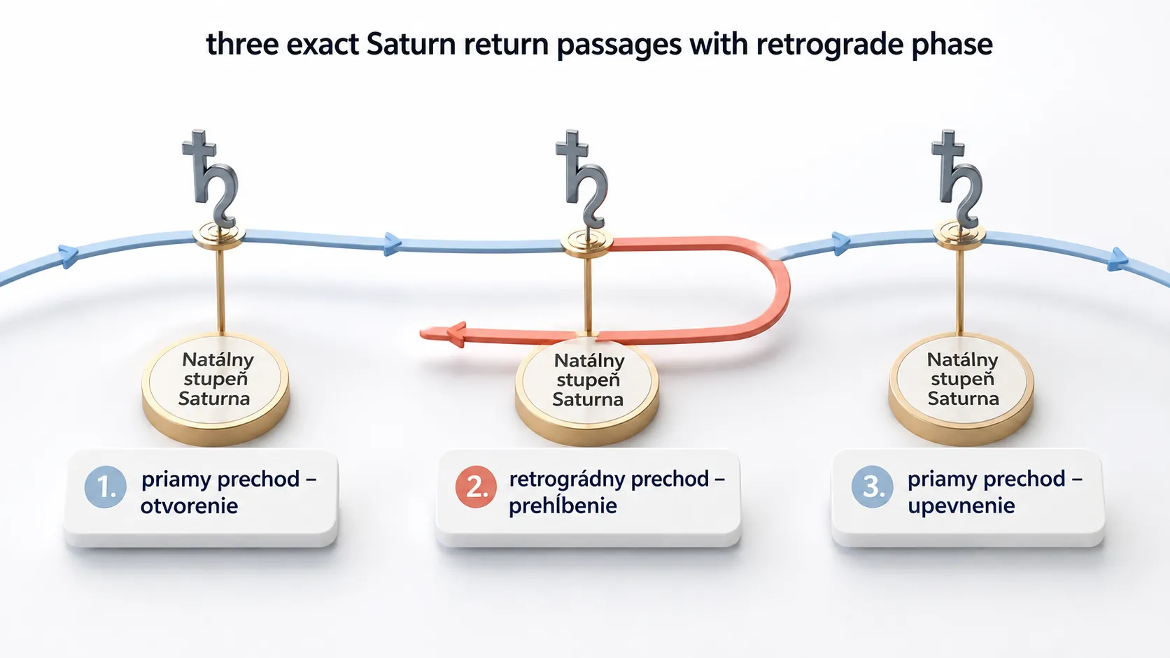 three exact Saturn return passages with retrograde phase