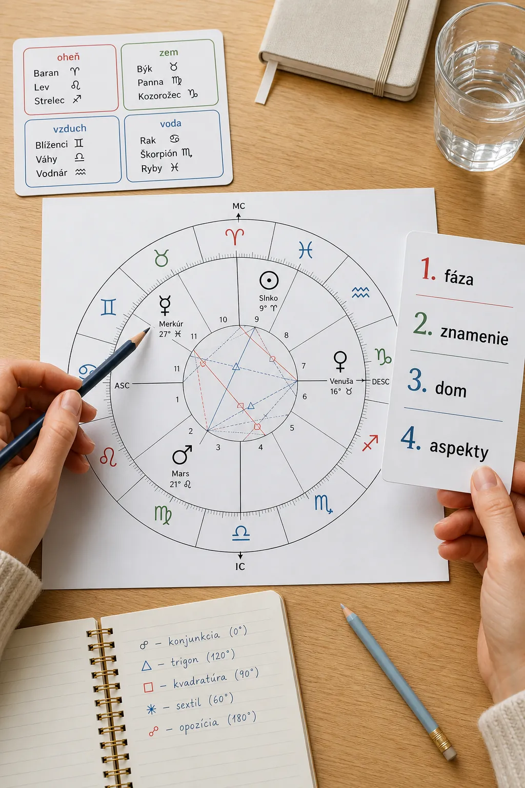 practical natal chart reading with Mercury Venus Mars and Sun