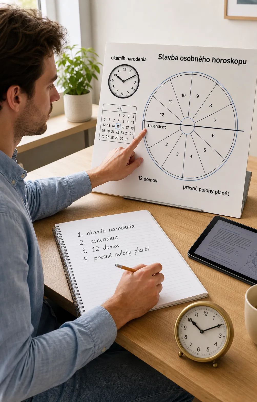 modern educational model of a natal chart and birth moment