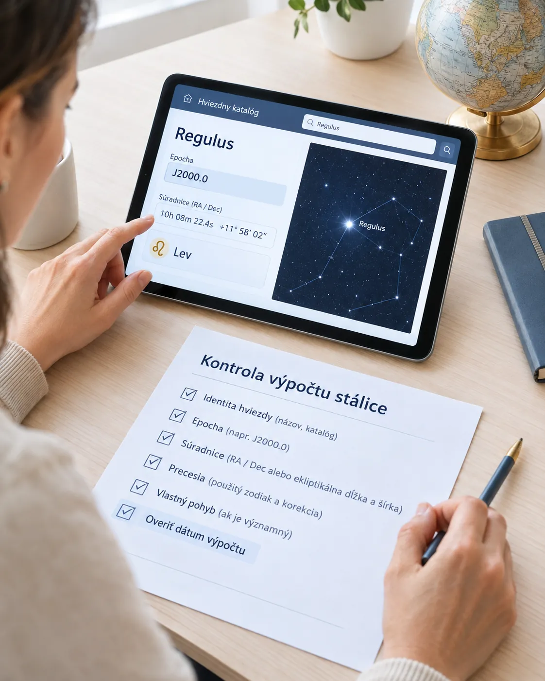 astrologer verifying a fixed star position in a modern database
