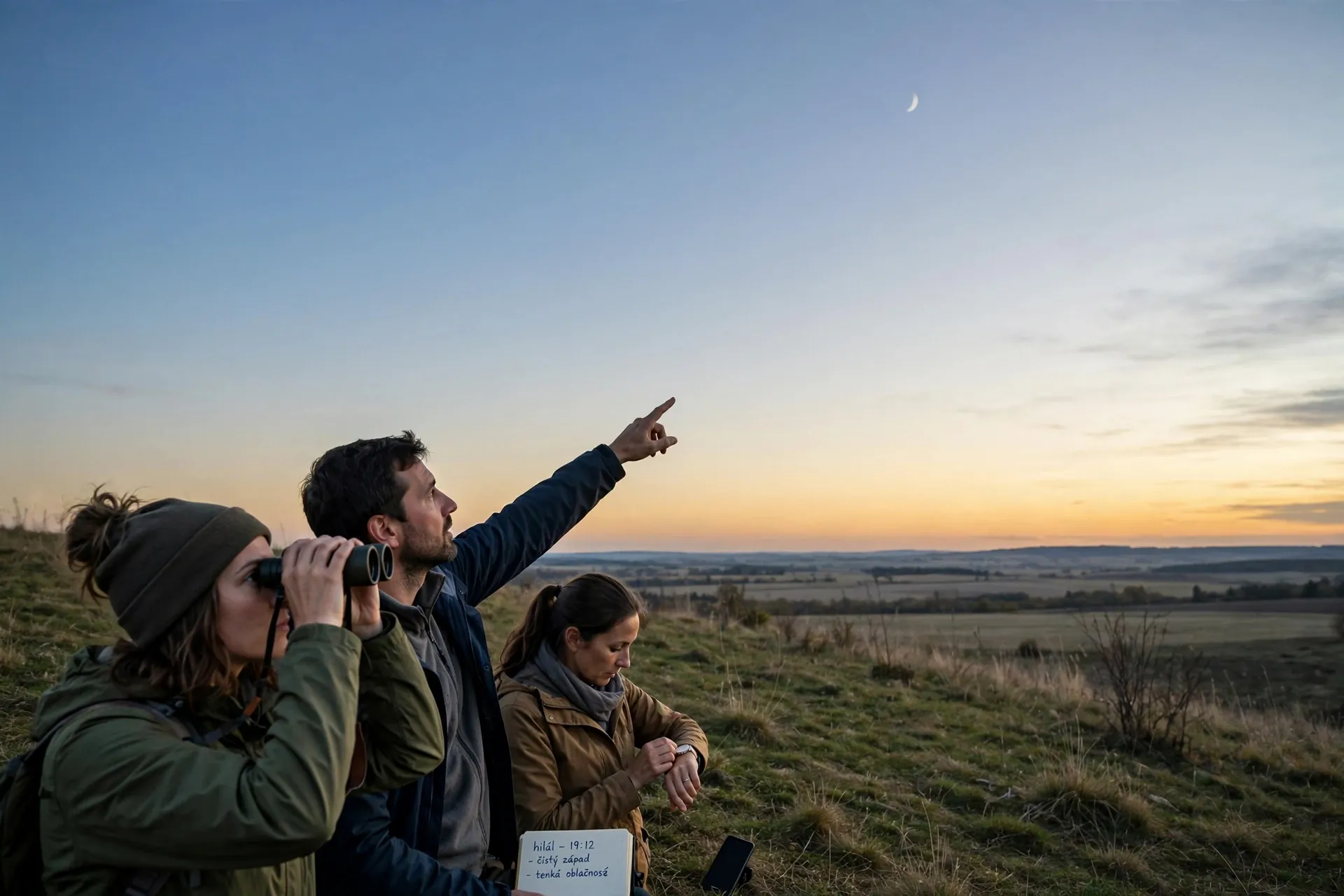 observers looking for the first crescent at sunset