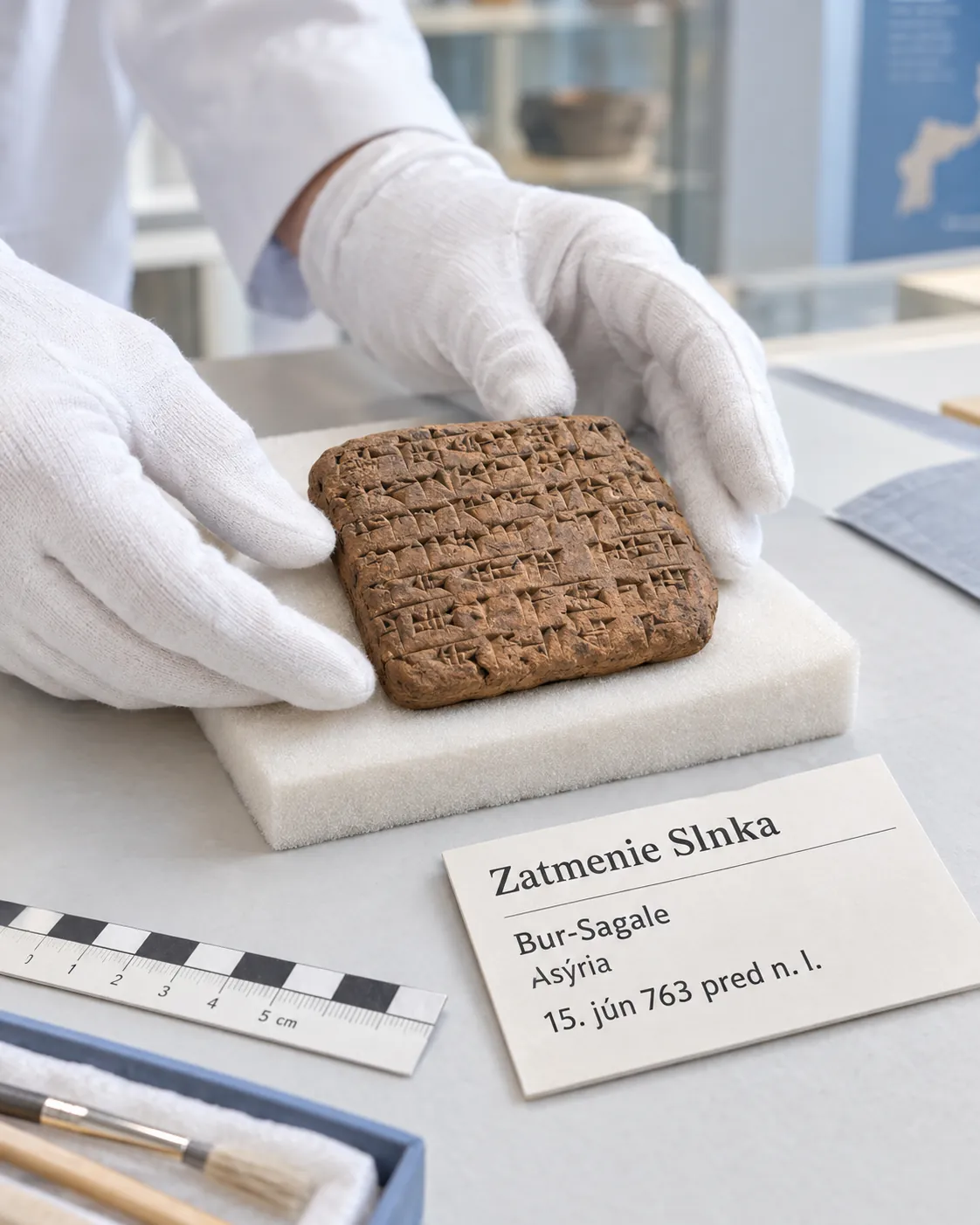 Assyrian cuneiform tablet and solar eclipse observation