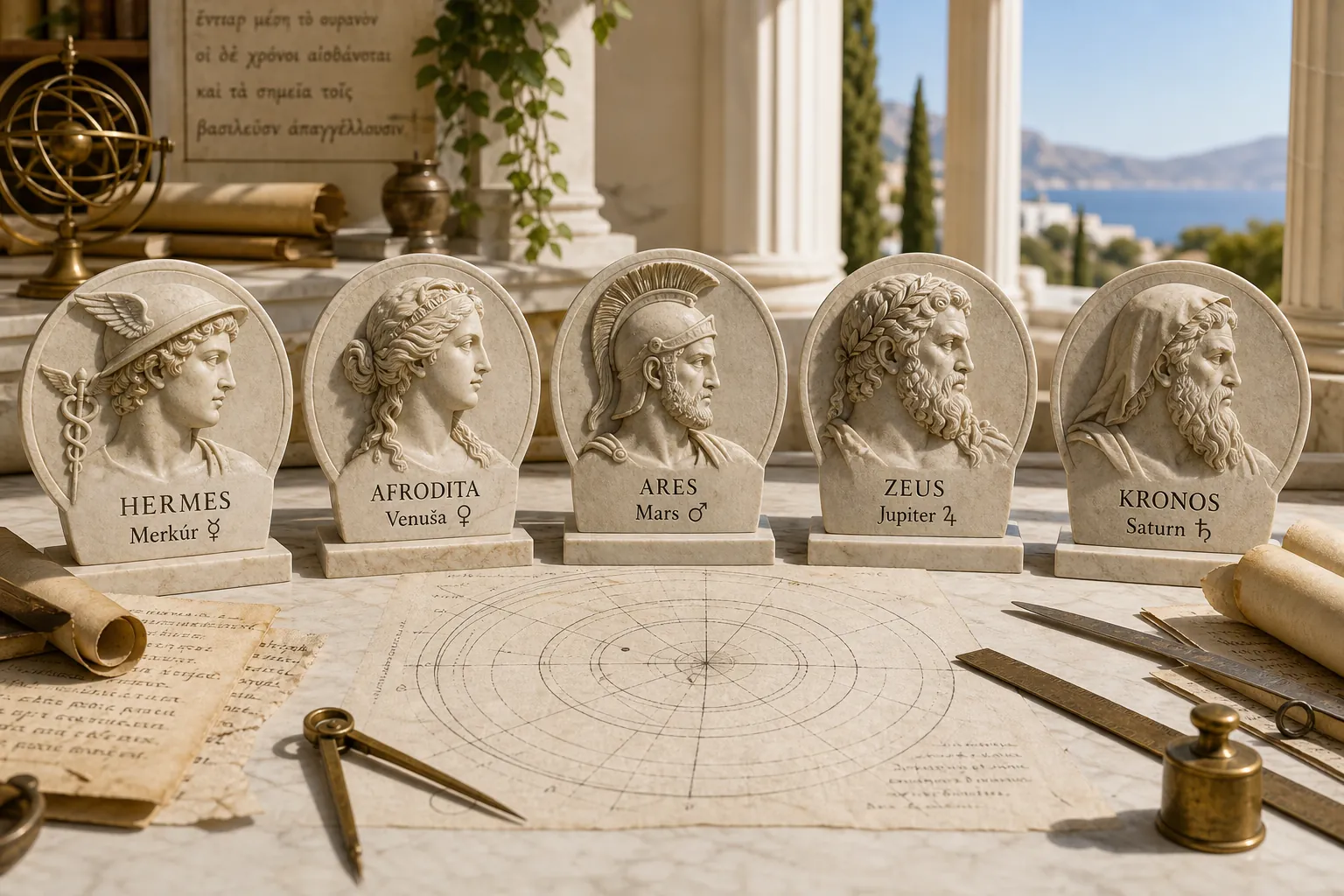 Greek reinterpretation of five ancient planetary powers