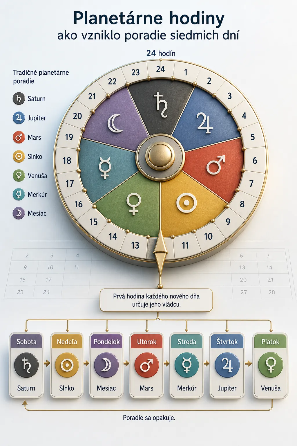 planetary hours generating the order of seven weekdays