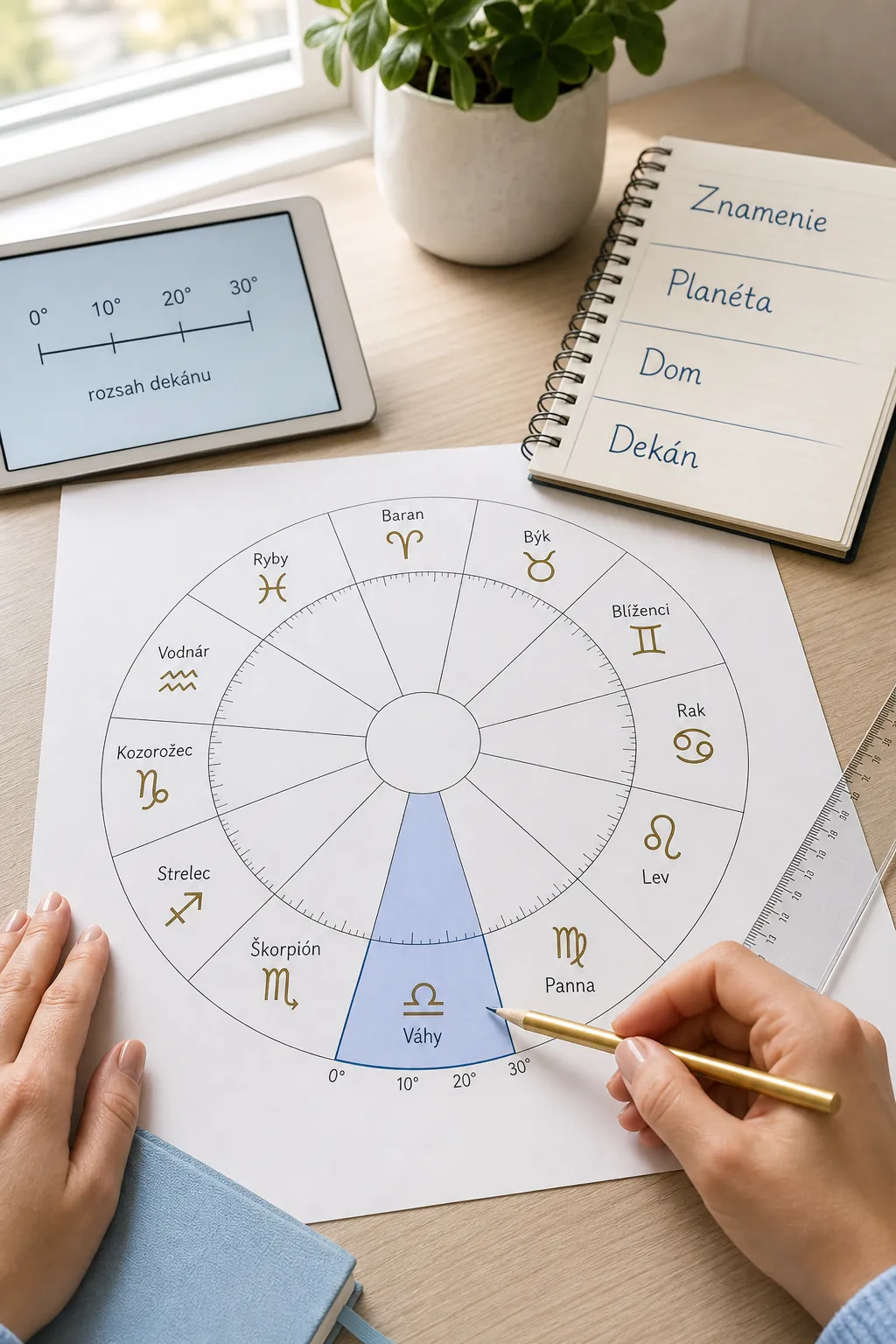layered reading of a natal chart with decans