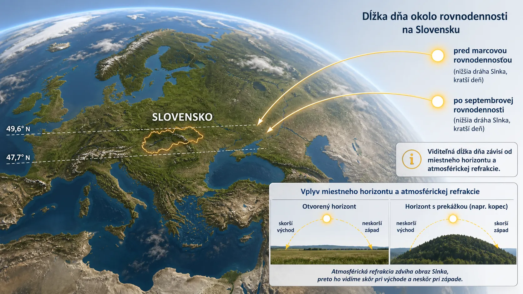 slovakia latitude and equinox daylight globe