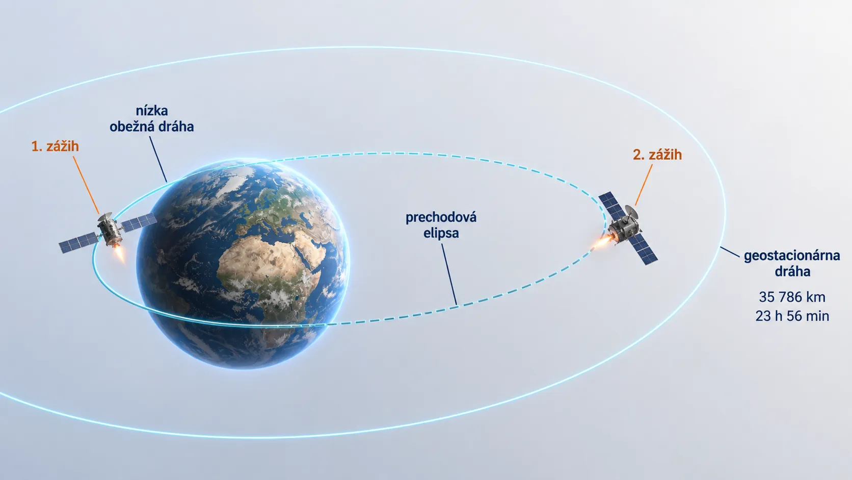 Hohmann transfer from low Earth orbit to geostationary orbit