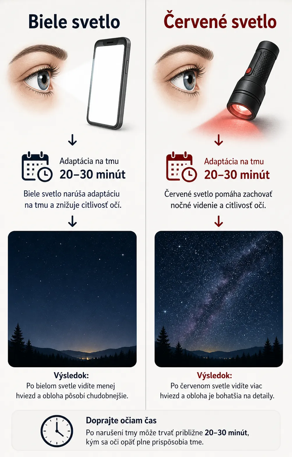 comparison of white and red light for dark adaptation