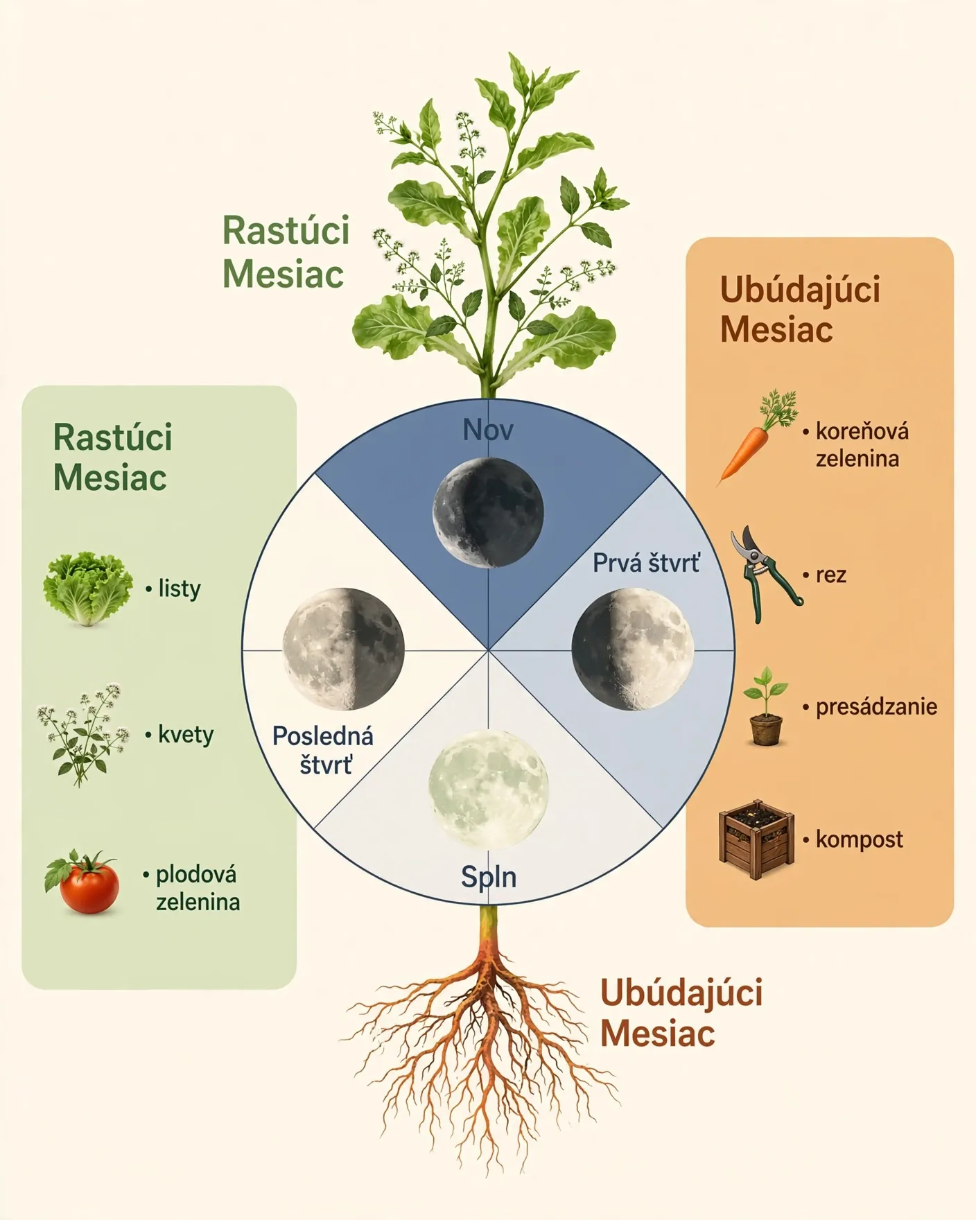 lunar phases and garden tasks infographic