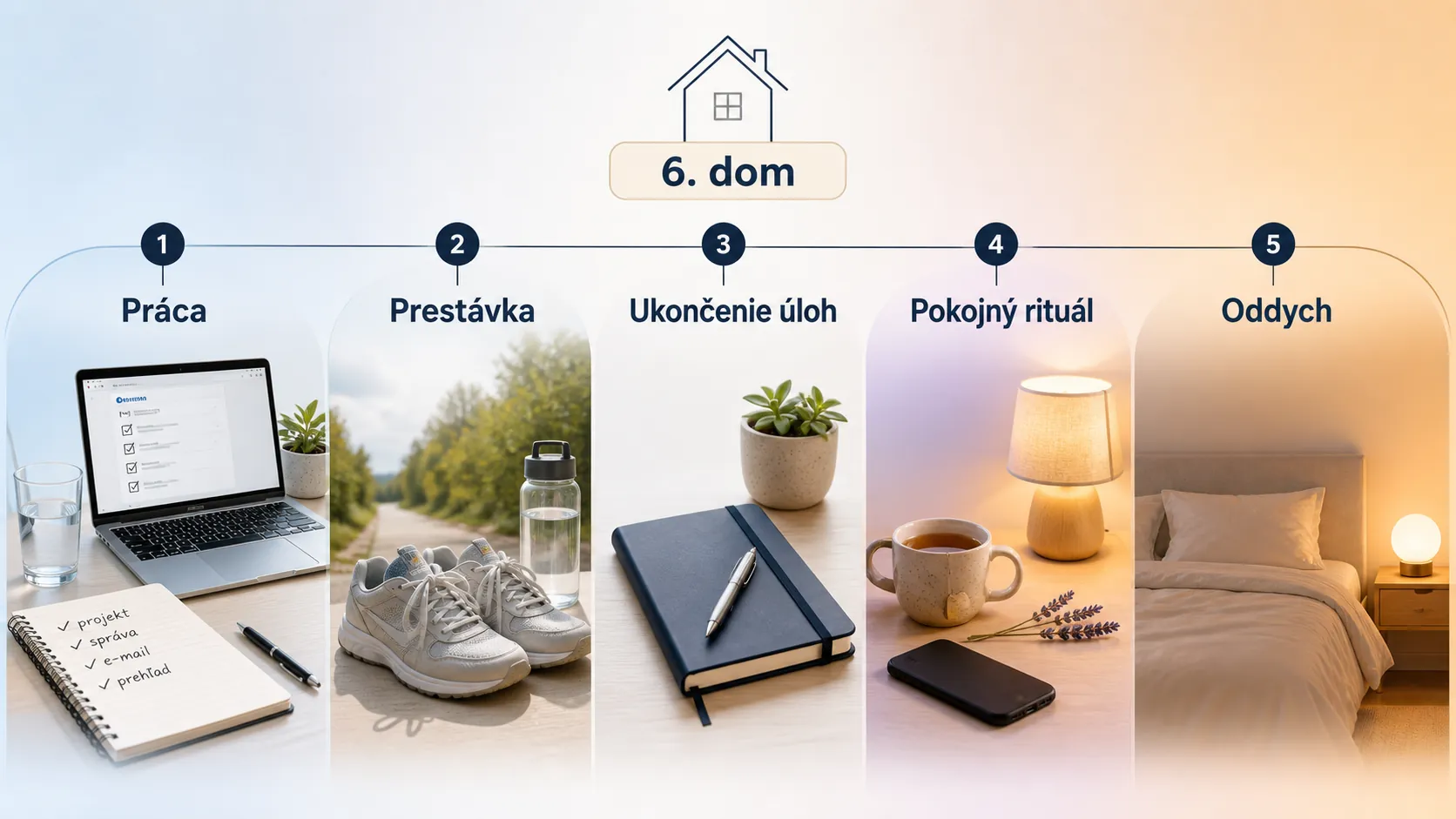 editorial infographic of a balanced daily routine and evening wind-down