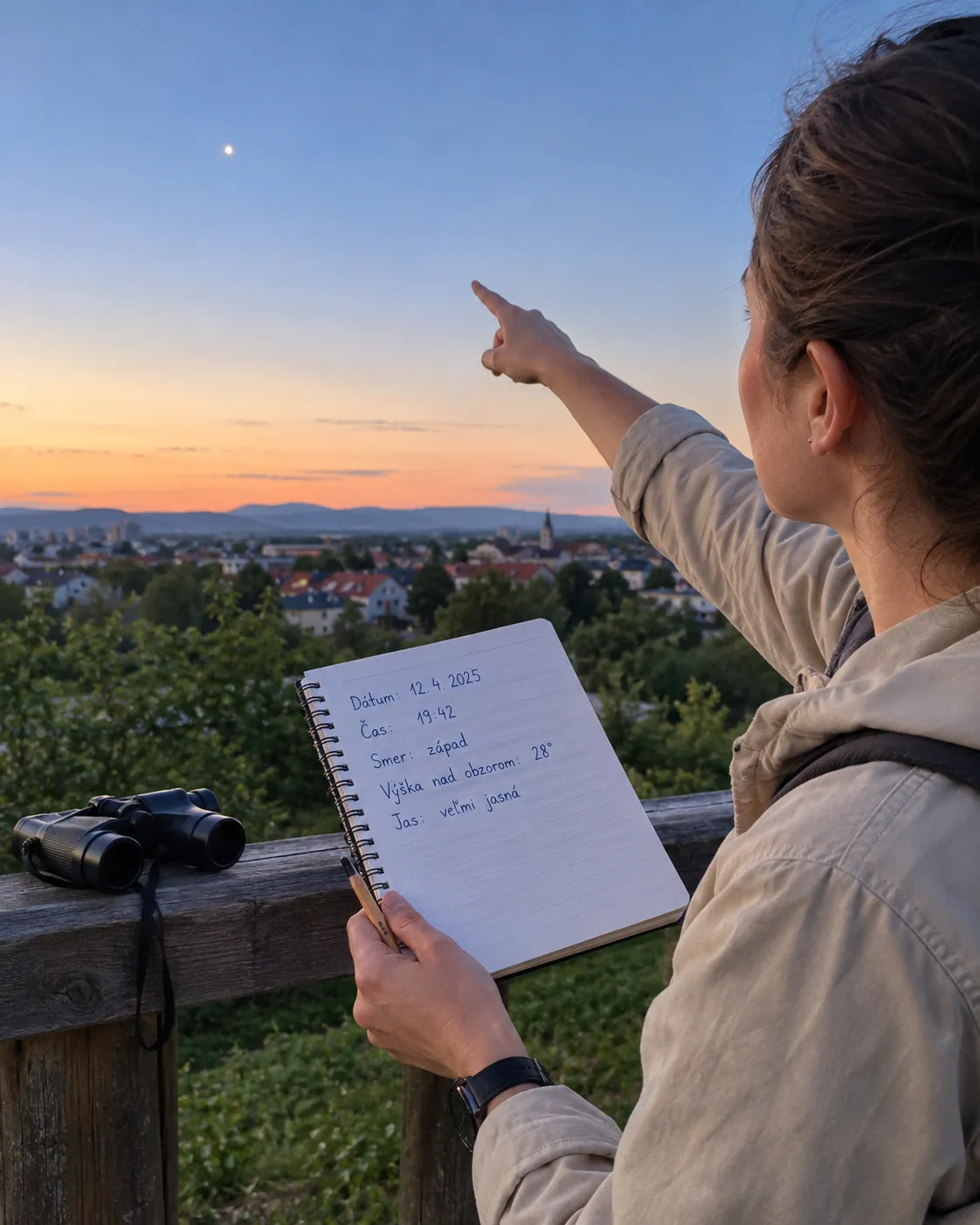 Venus visible above a Slovak horizon at twilight