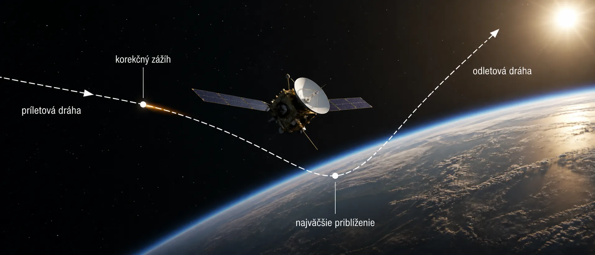 deep space probe using a planetary gravity assist for navigation