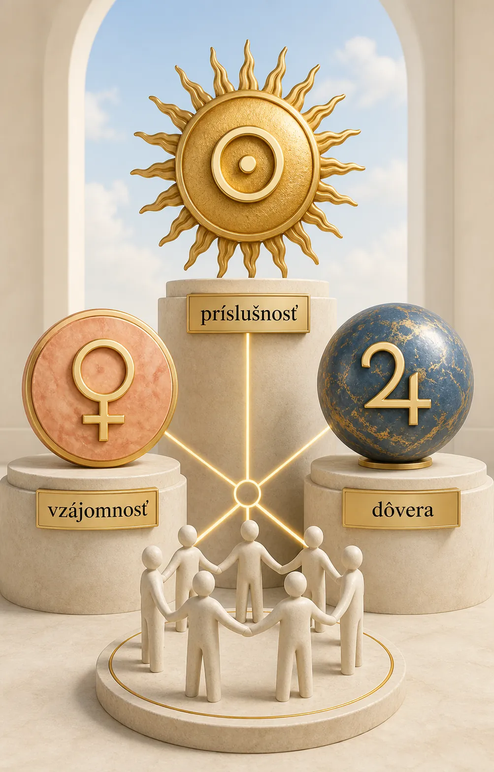 bright historical and modern symbols of friendship under the sky