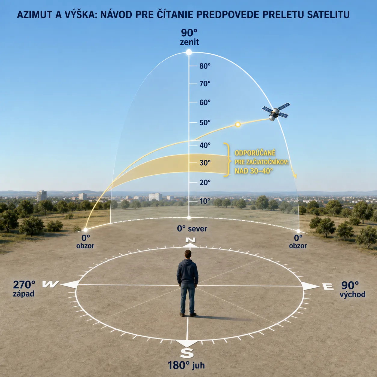 azimuth and elevation guide for reading a satellite pass prediction