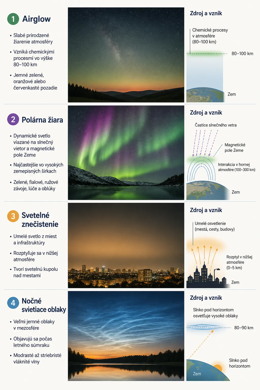 comparison of natural night-sky phenomena and light pollution