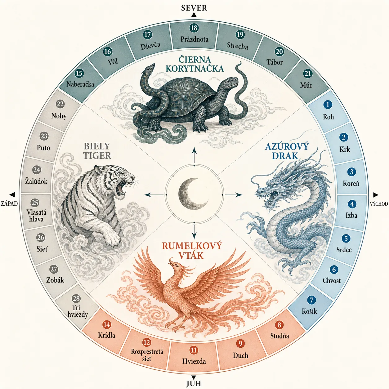 four celestial animals and twenty-eight Chinese lunar mansions