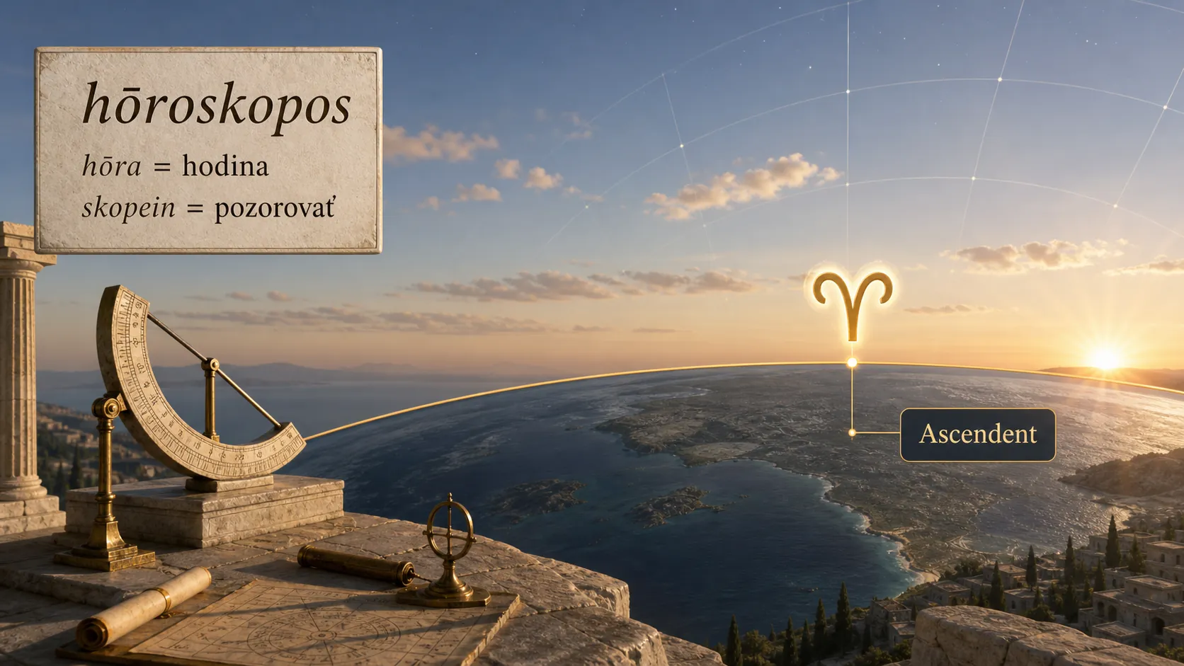 ancient Greek observation of the rising zodiac on the eastern horizon