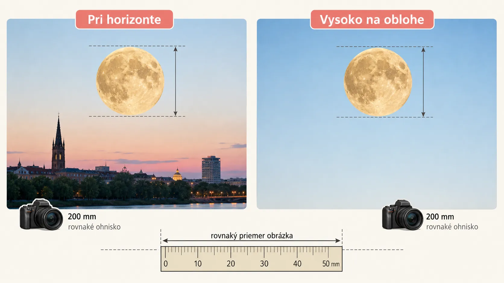 moon illusion comparison photography infographic