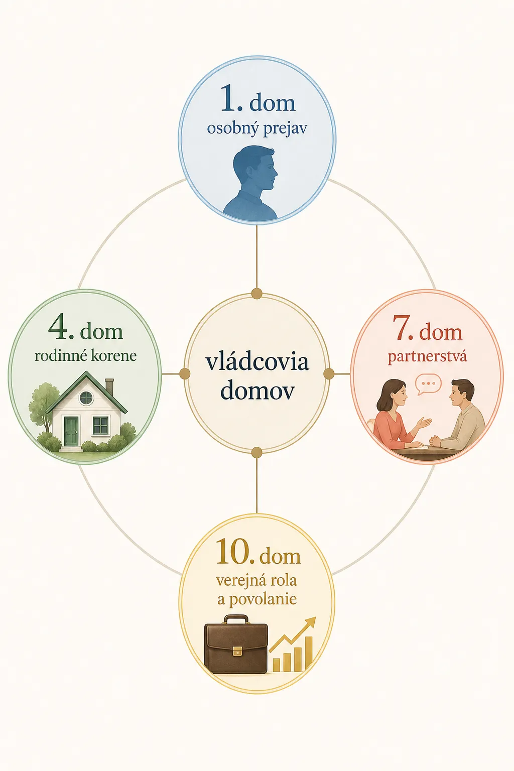 infographic connecting first fourth seventh and tenth houses with life roles