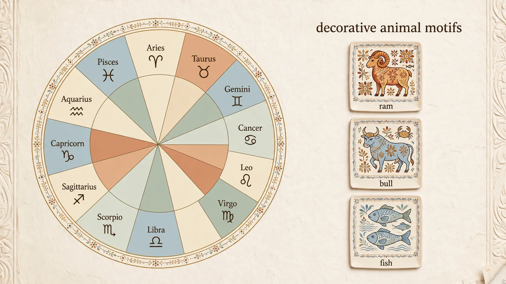 European folk art zodiac motifs comparison