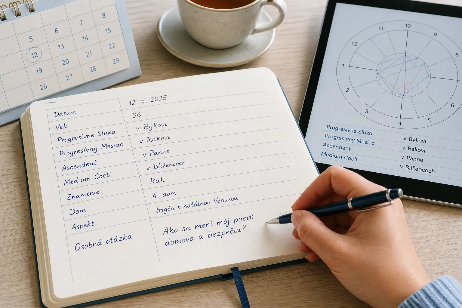 personal astrology journal with progression notes