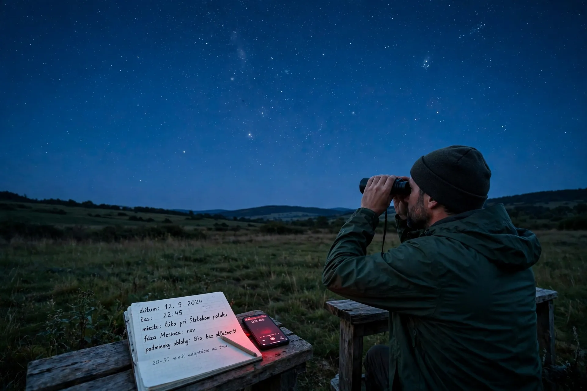 observer finding faint stars under a dark sky