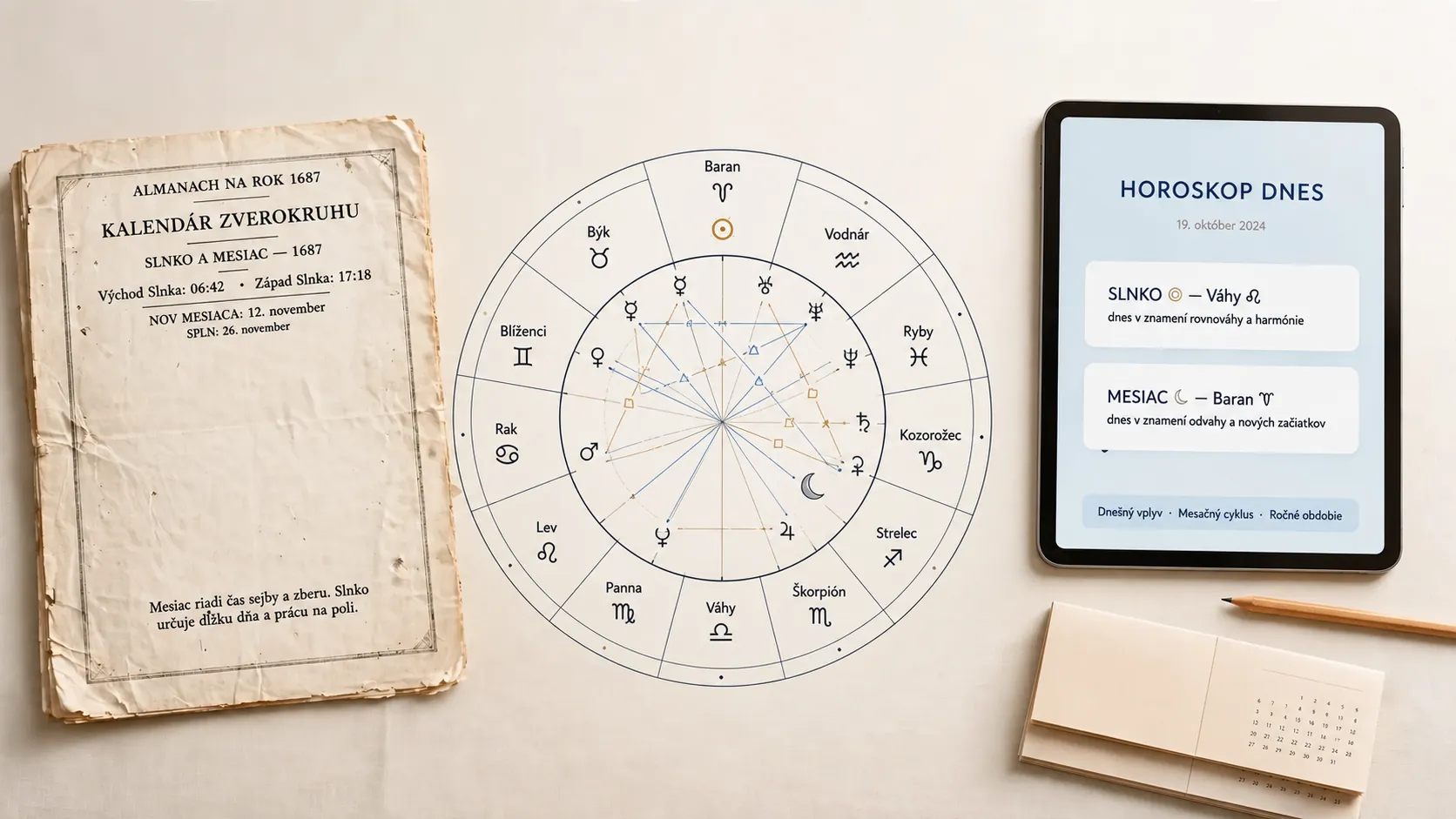 historic almanac page with zodiac calendar