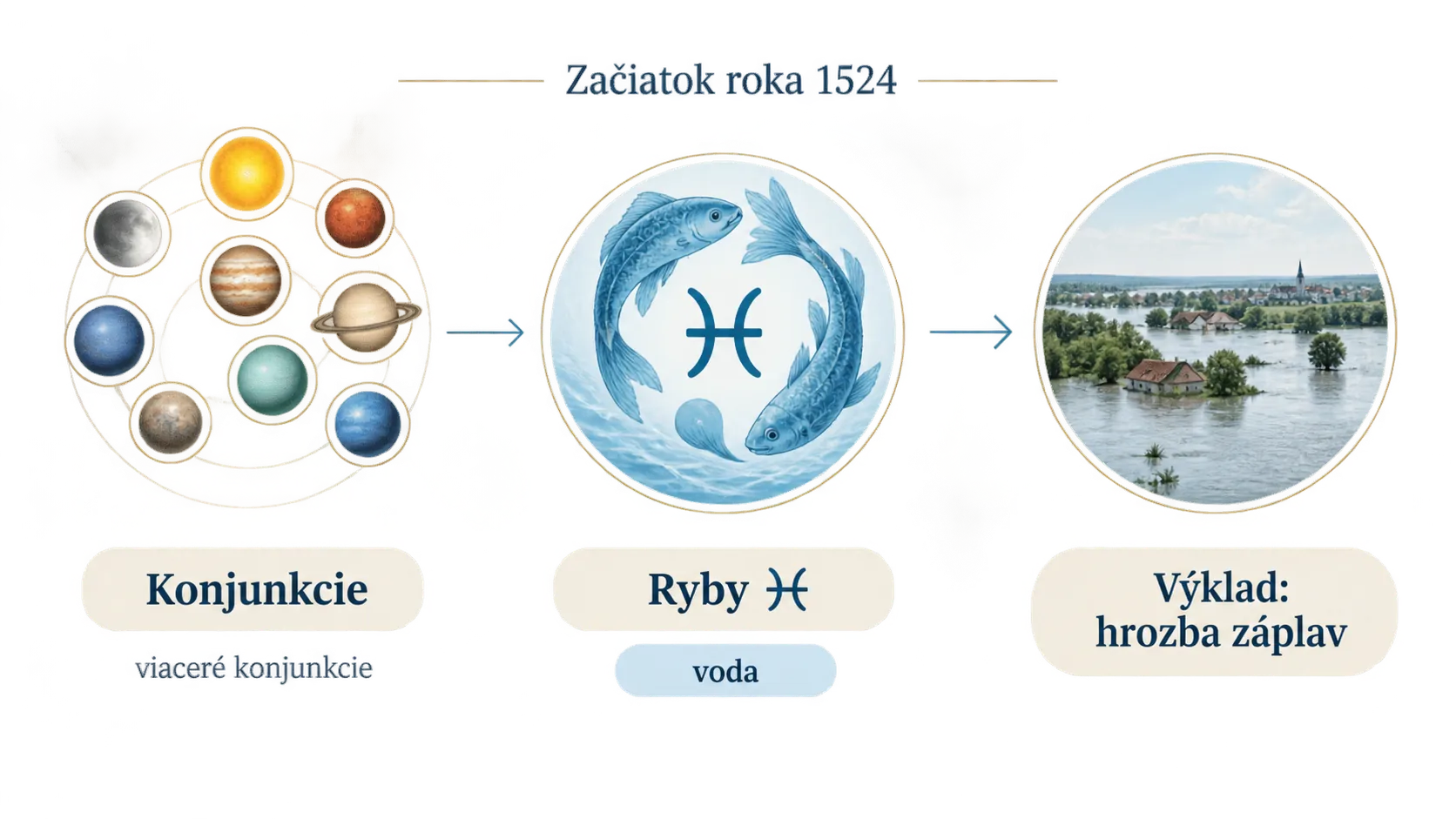 editorial diagram of planetary conjunctions associated with Pisces in 1524