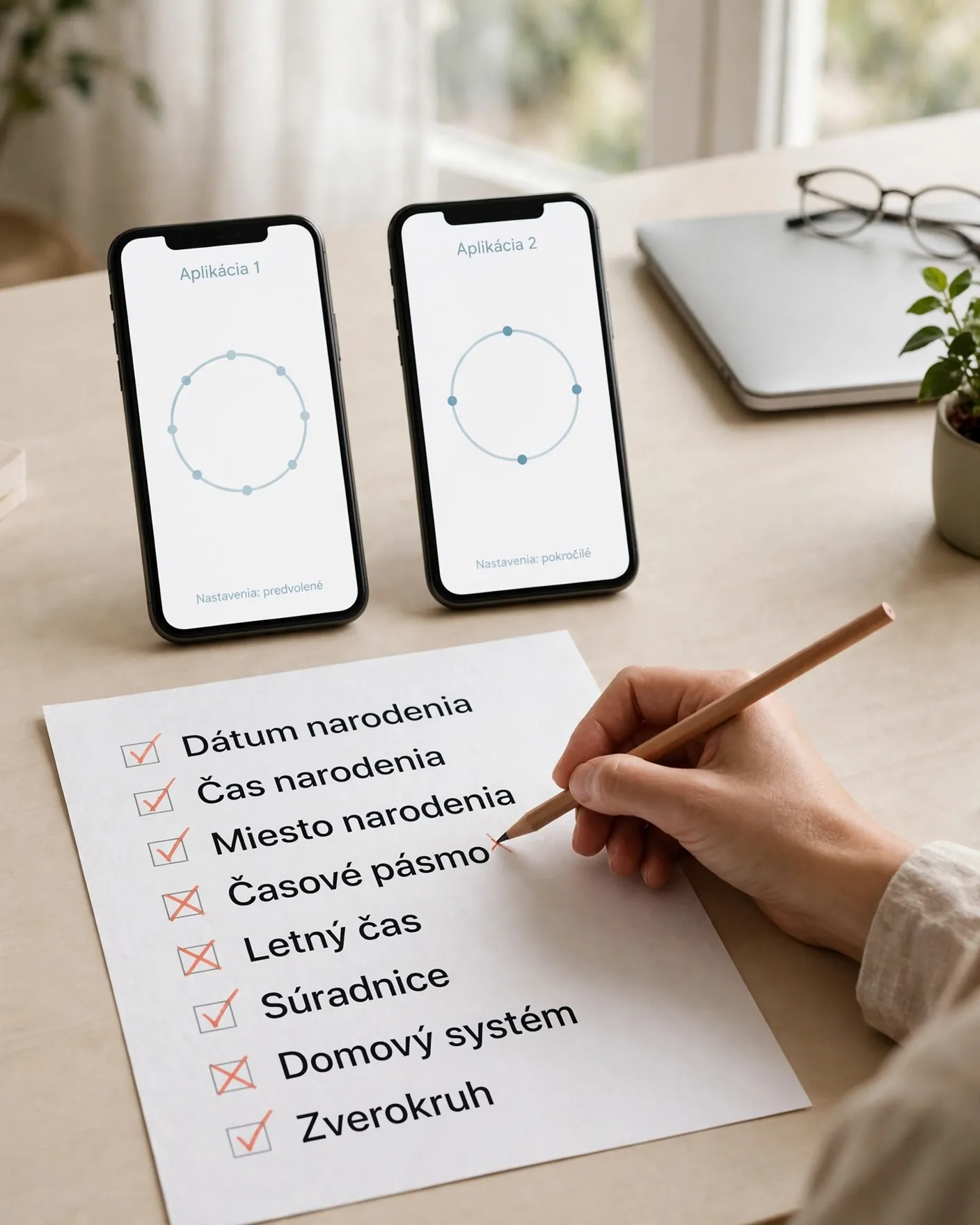 comparing astrology chart settings on two mobile apps