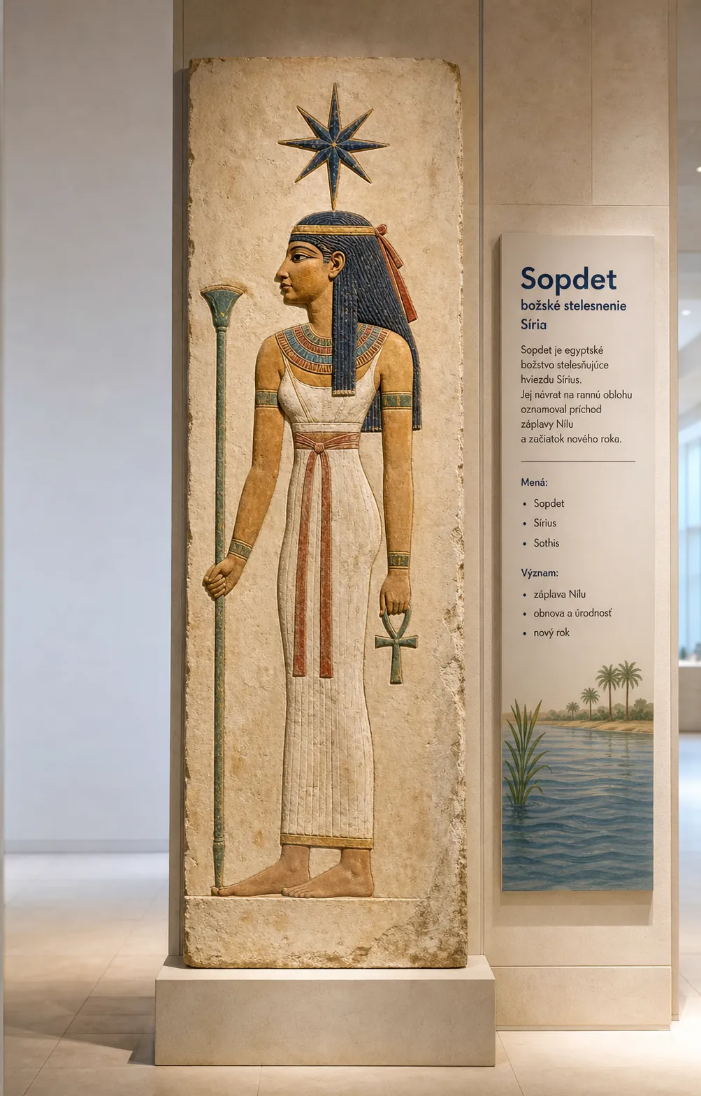 Sopdet as the divine personification of Sirius in an Egyptian museum display