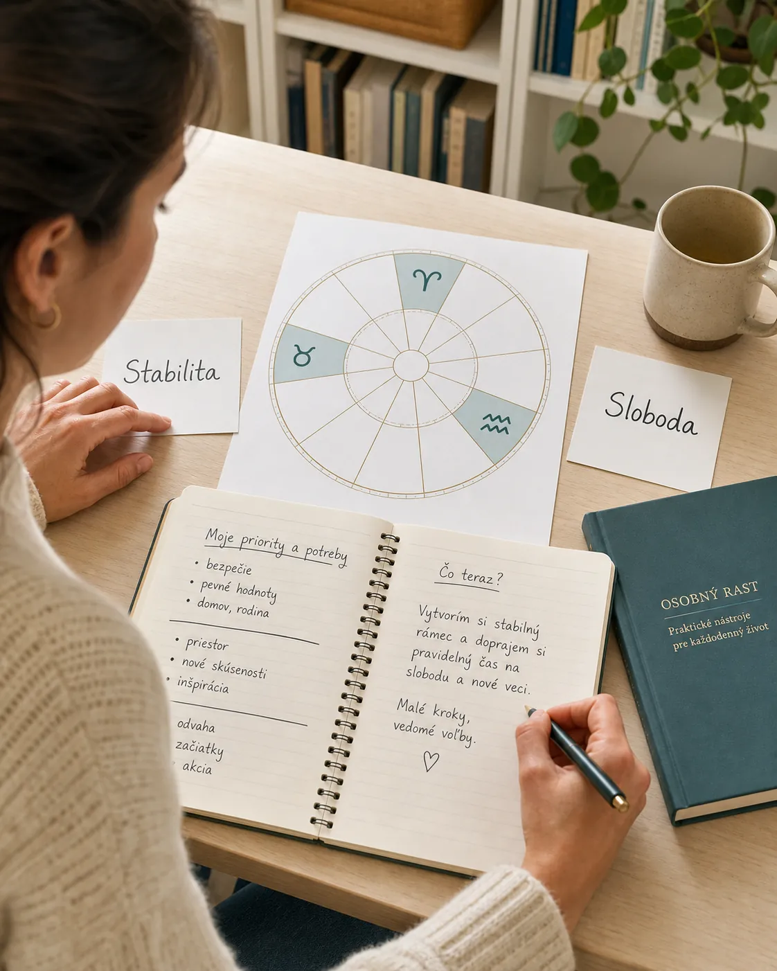 person comparing opposing themes in a birth chart