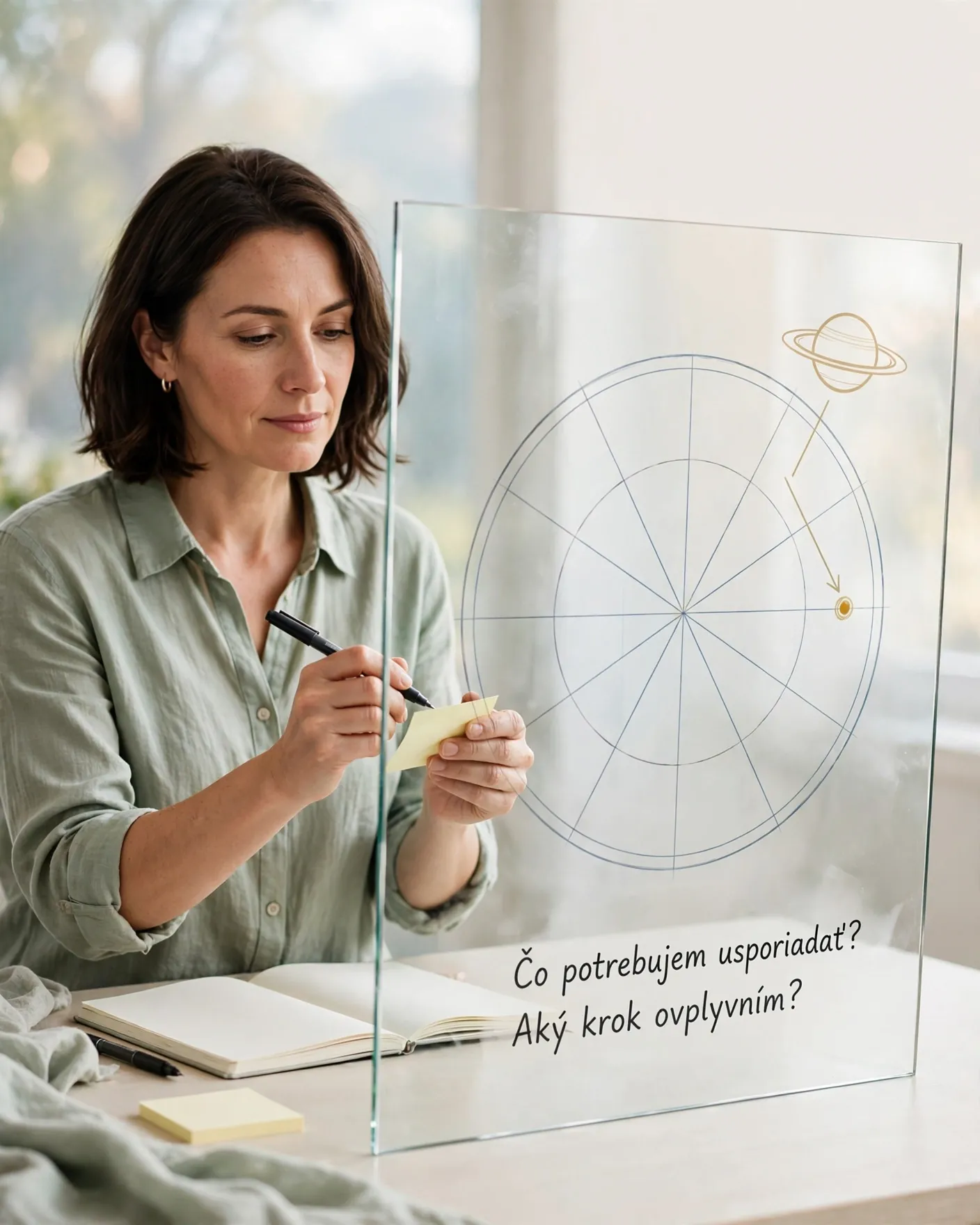 calm person reviewing an astrology calendar