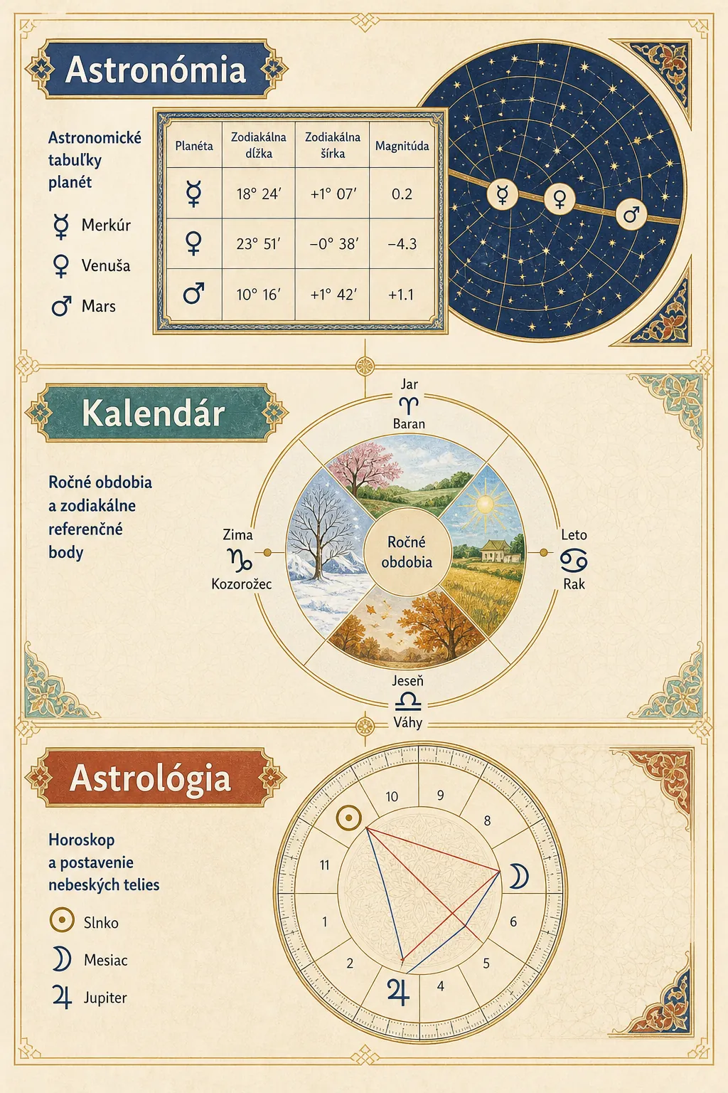 astronomy astrology and calendar in an Islamic manuscript