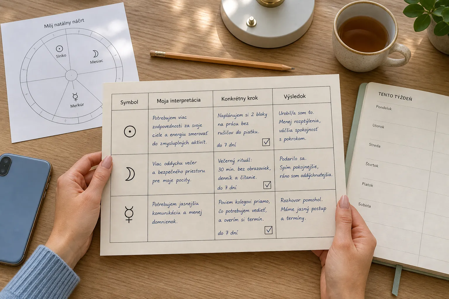 personal reflection checklist connecting astrology and practical action
