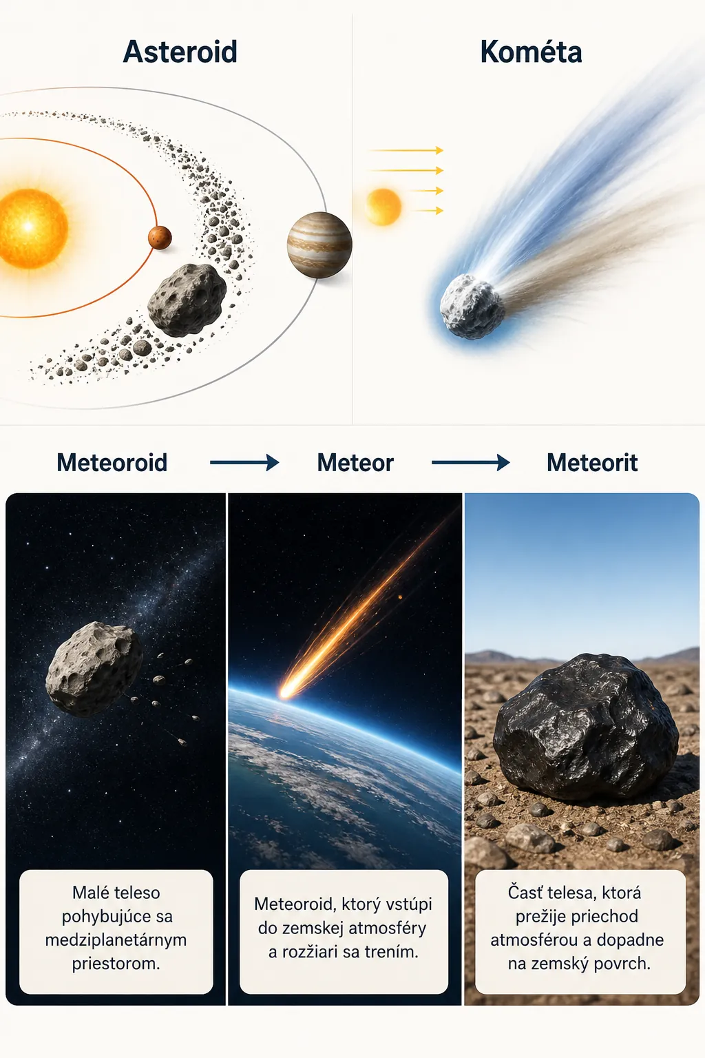 comparison of comet asteroid meteoroid meteor and meteorite