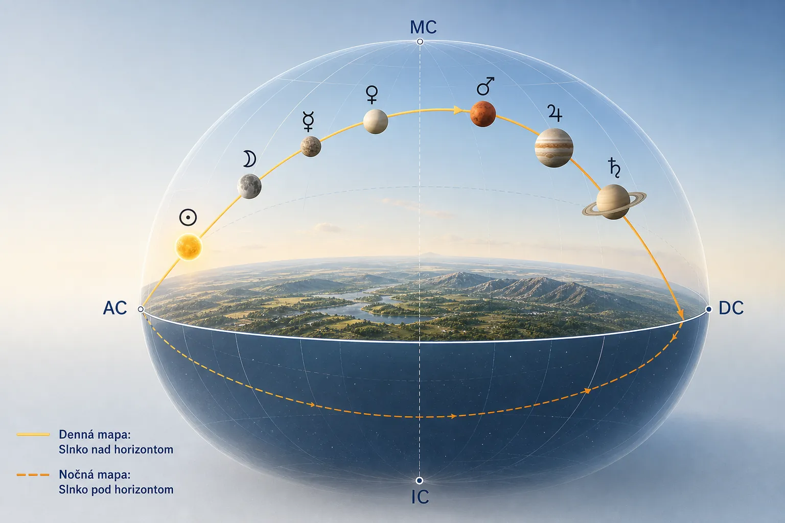 planetary movement from the lower hemisphere toward the upper sky