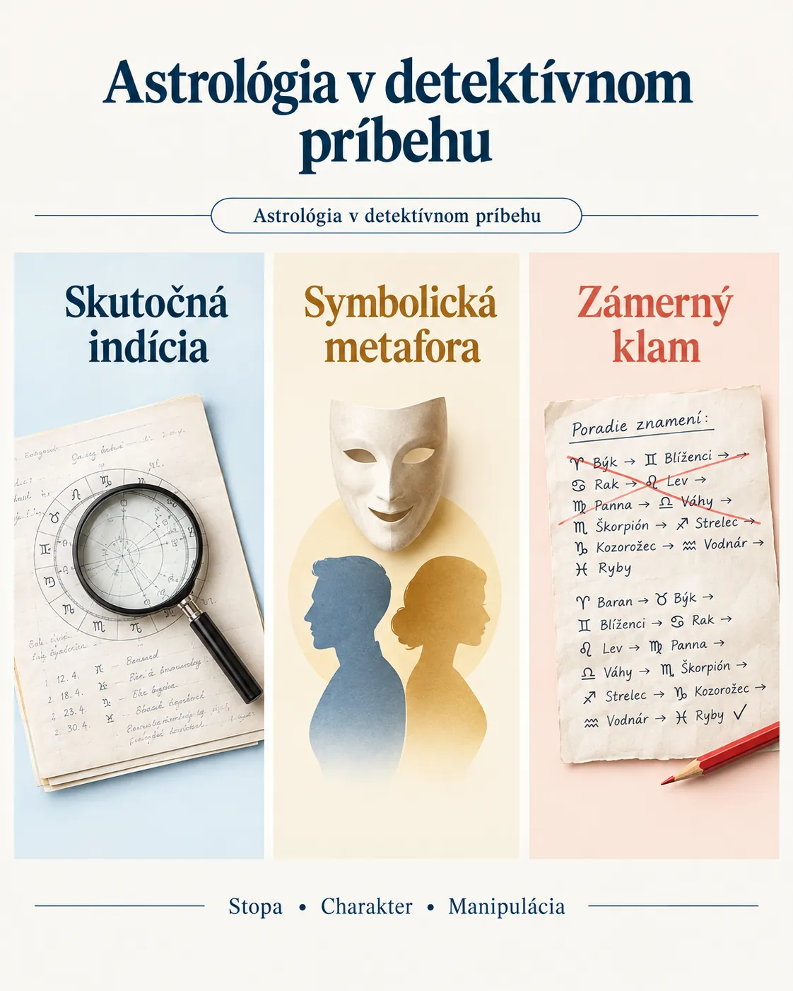 editorial infographic distinguishing clue metaphor and deception