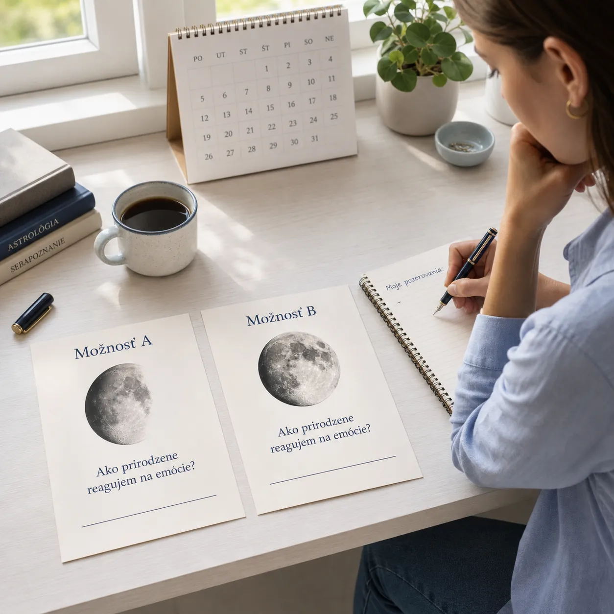 person comparing two possible moon signs