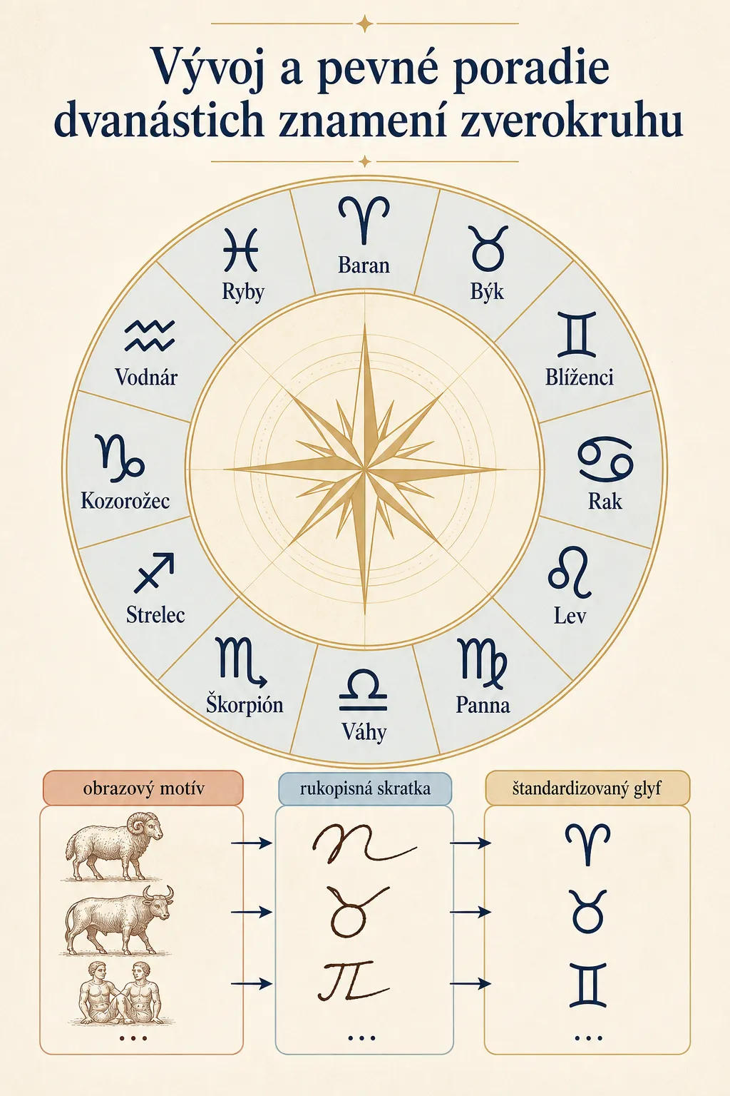 evolution and fixed order of the twelve zodiac glyphs